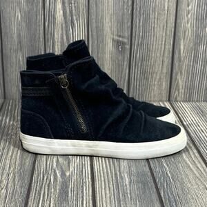 Sperry Crest Zone Women Suede‎ Black Casual Comfort Sneakers Shoes Sz 6 Side Zip